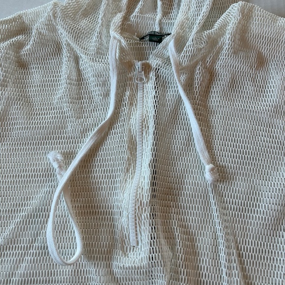 Wild Fable Women's off white,  Mesh hoodie crop top, Large - Picture 2 of 4